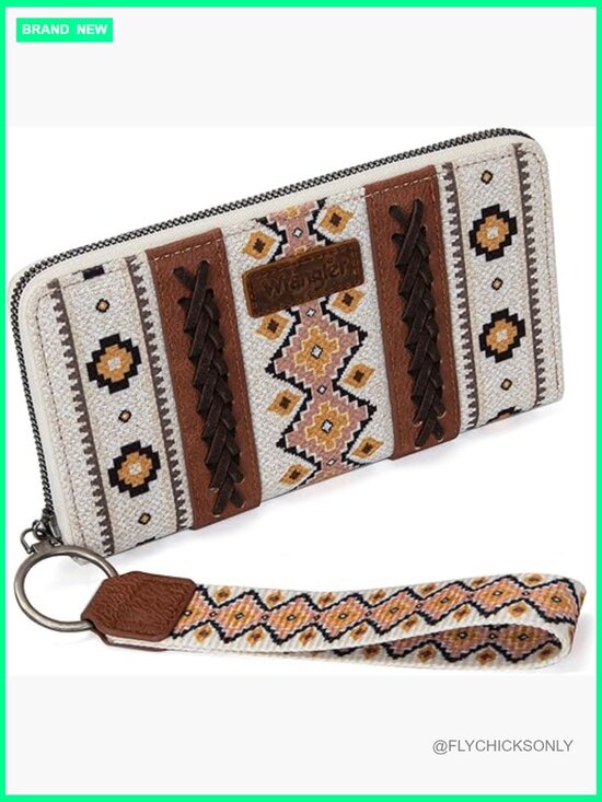 Wrangler Wallets for Women Boho Aztec Card Holder - TikTok Shop Womens Wristlet Wallet Aztec Boho Western Credit Card Holder